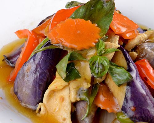 Image: AL11 Eggplant with Basil Leaves